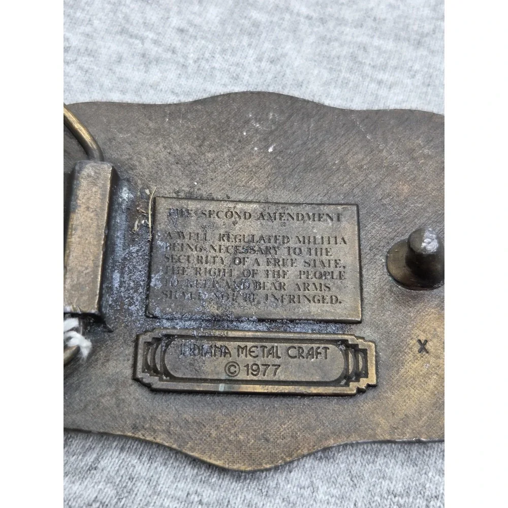 Vintage 2nd Amendment Crossed Rifles Solid Brass Belt Buckle